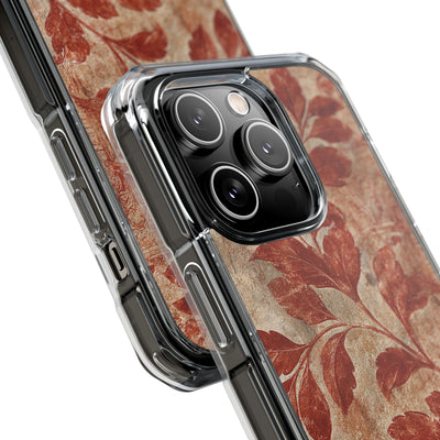 Terracotta Botanical Fresco · Clear Impact Magnetic Phone Case for iPhone · Red