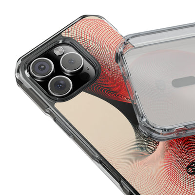 Red Impact MagSafe Phone Case for iPhone - Crimson Grid Vortex