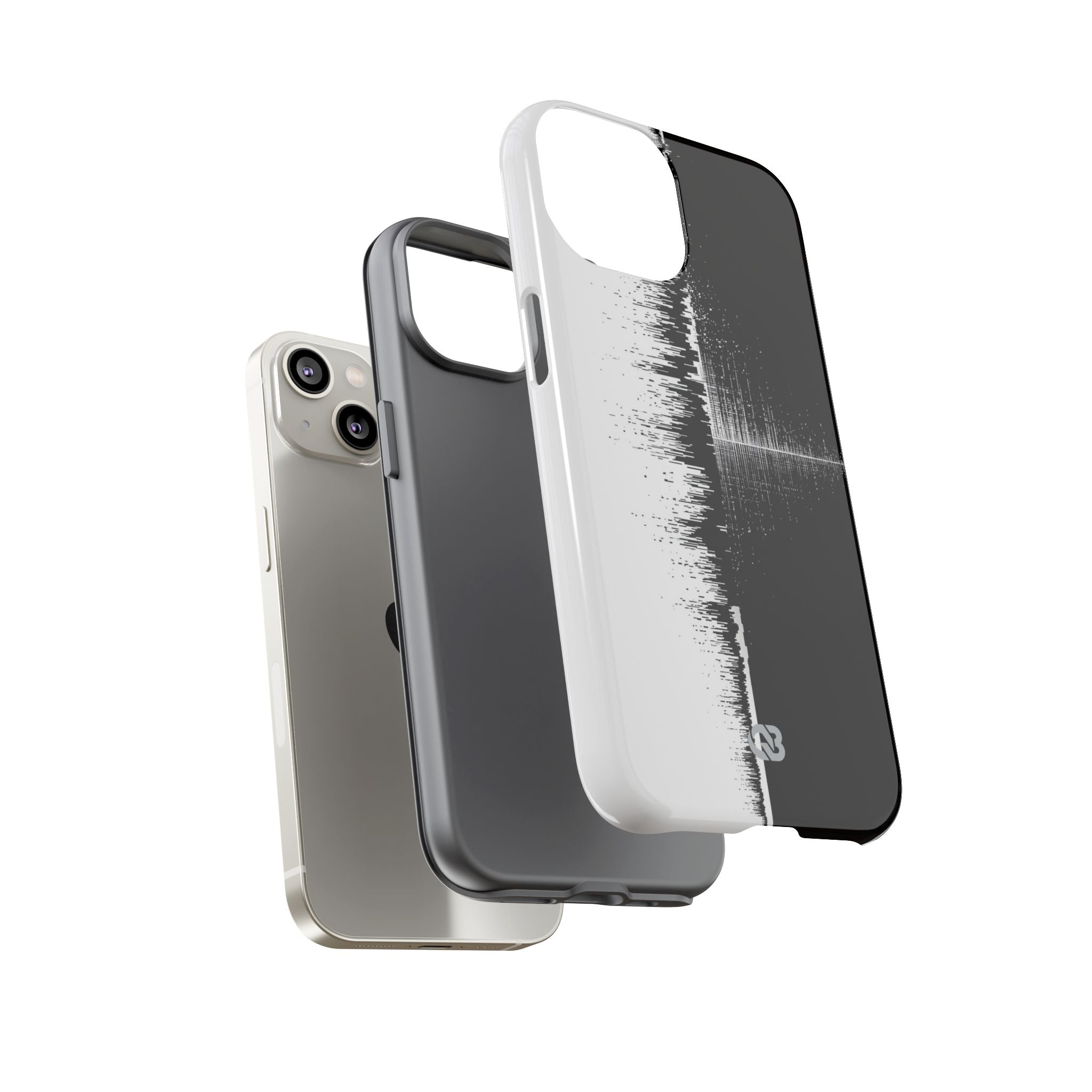 Black Tough Phone Case for iPhone - Static Signal Split
