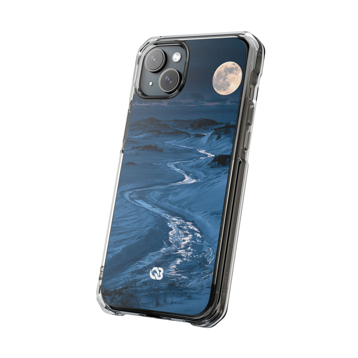 Arctic Moon Drift · Clear Impact Magnetic Phone Case for iPhone · Blue