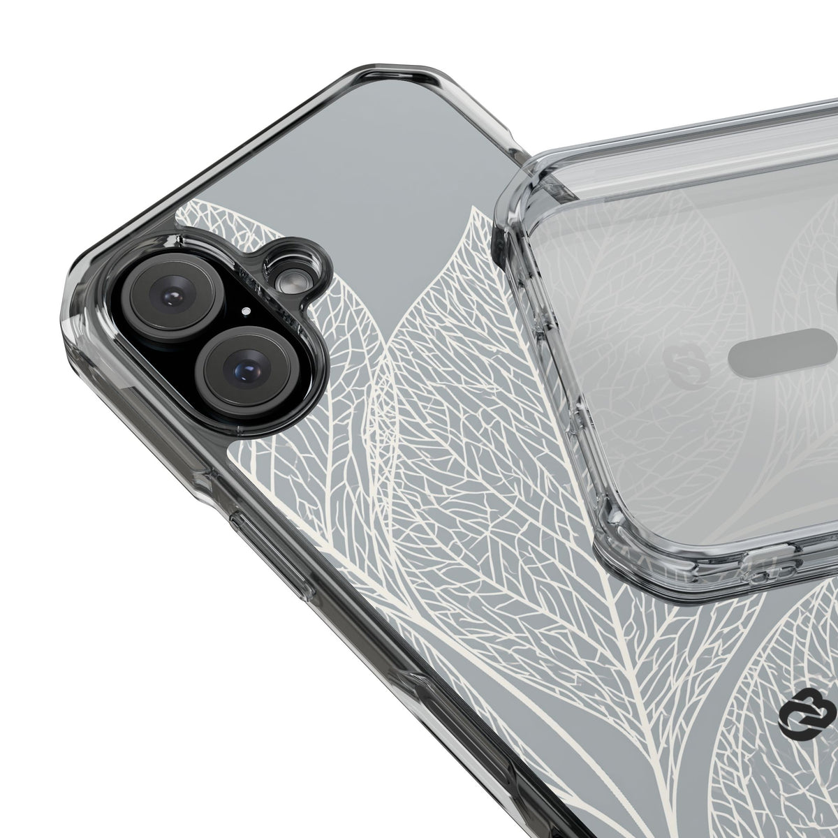 Minimal Leaf Skeleton · Clear Impact Magnetic Phone Case for iPhone ·  Grey