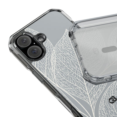 Minimal Leaf Skeleton · Clear Impact Magnetic Phone Case for iPhone ·  Grey