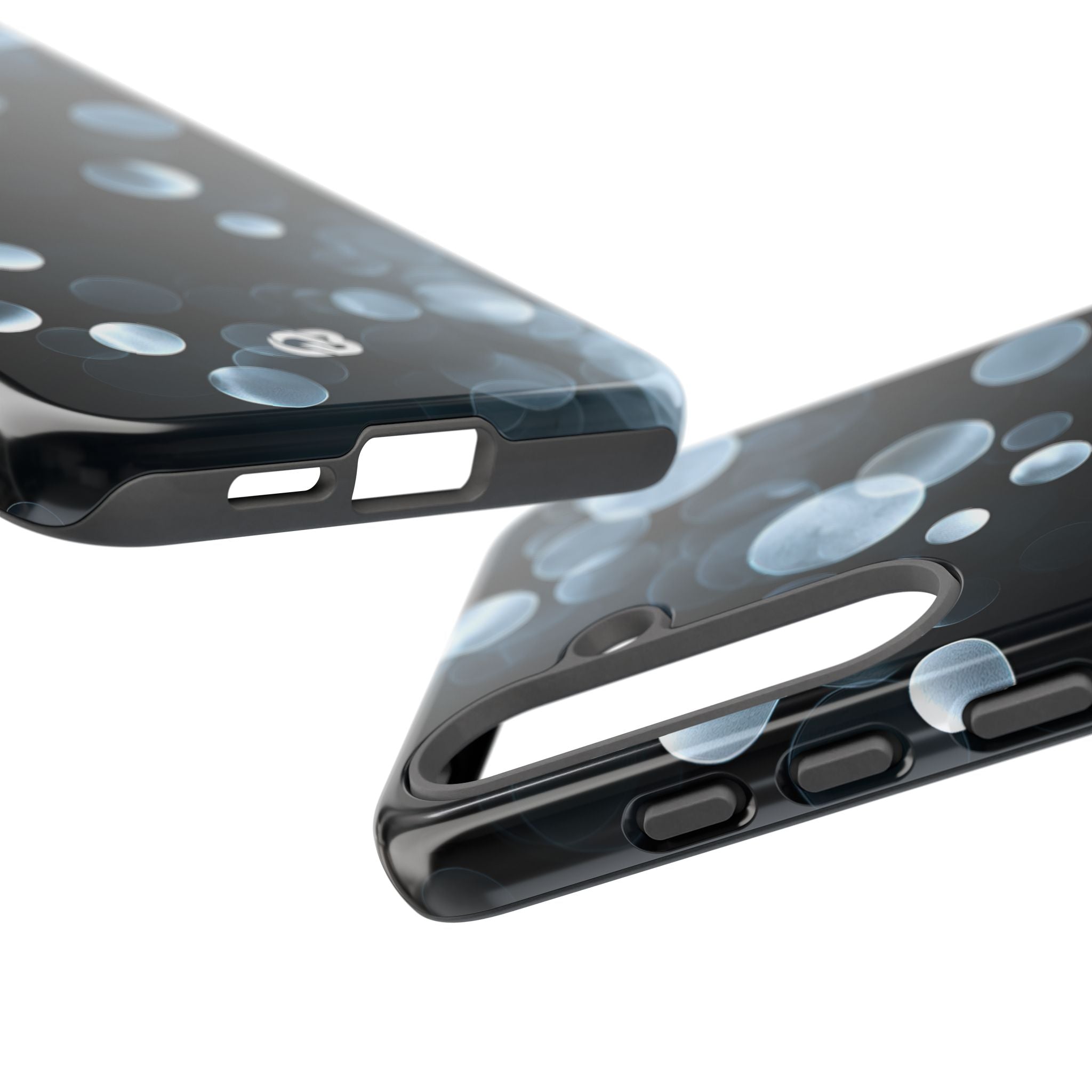 Black Tough Phone Case for Samsung - Silver Orbit Glow