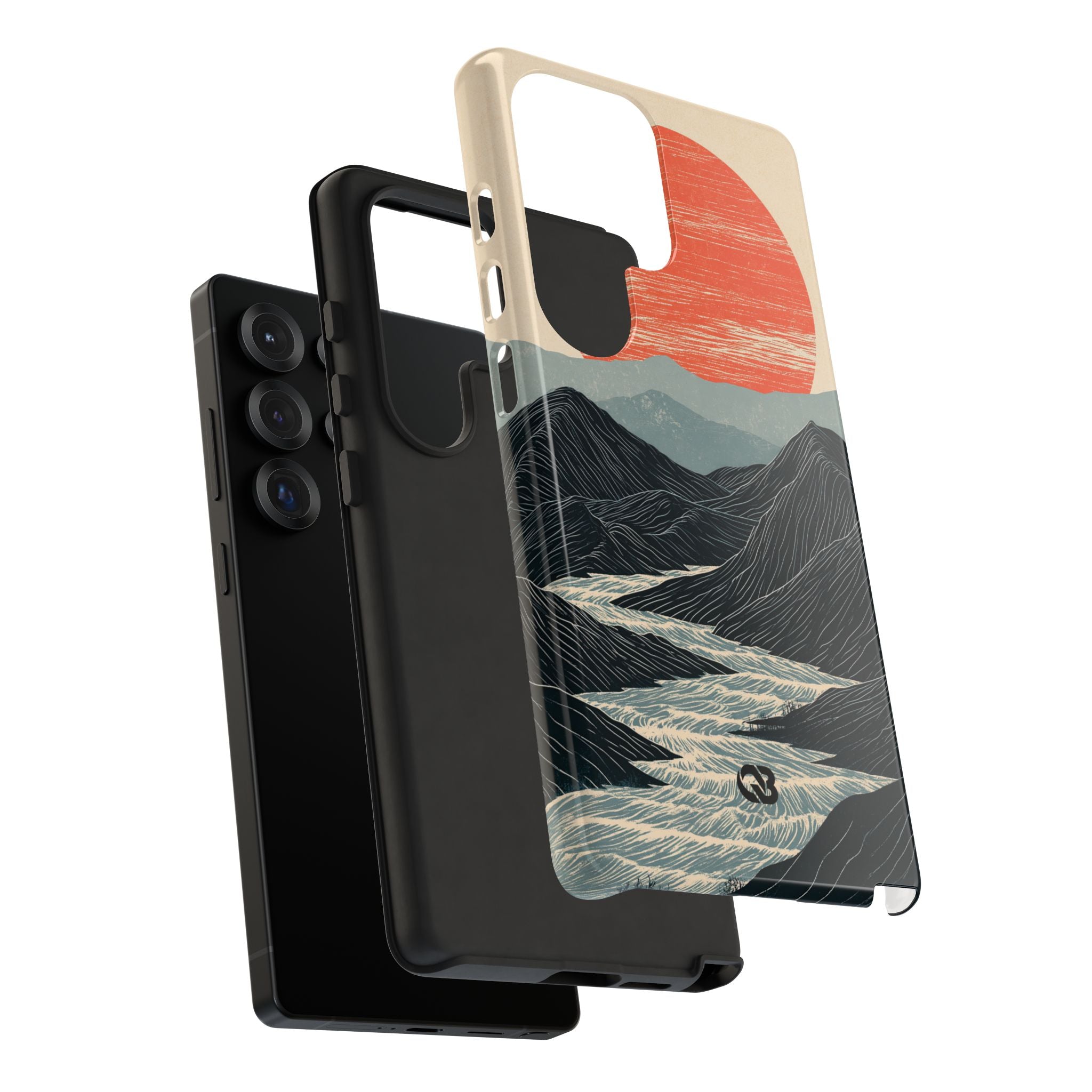 Beige Tough Phone Case for Samsung - Crimson Ridge Flow