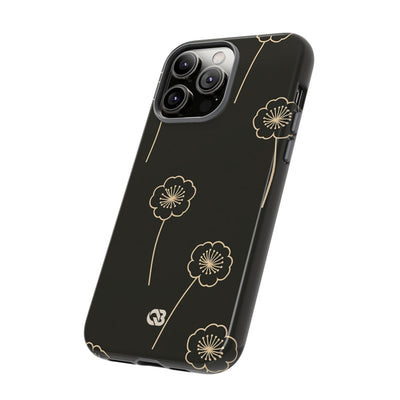 Black Tough Phone Case for iPhone - Obsidian Sand Petals