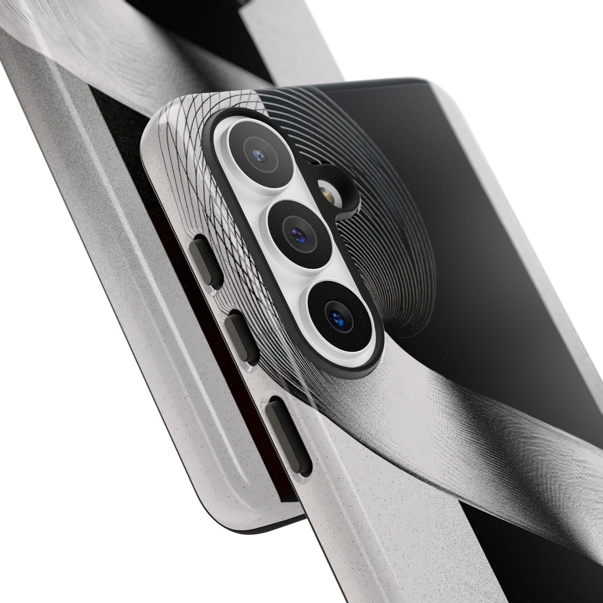 Grey Tough Phone Case for Samsung - Obsidian Moiré Wave
