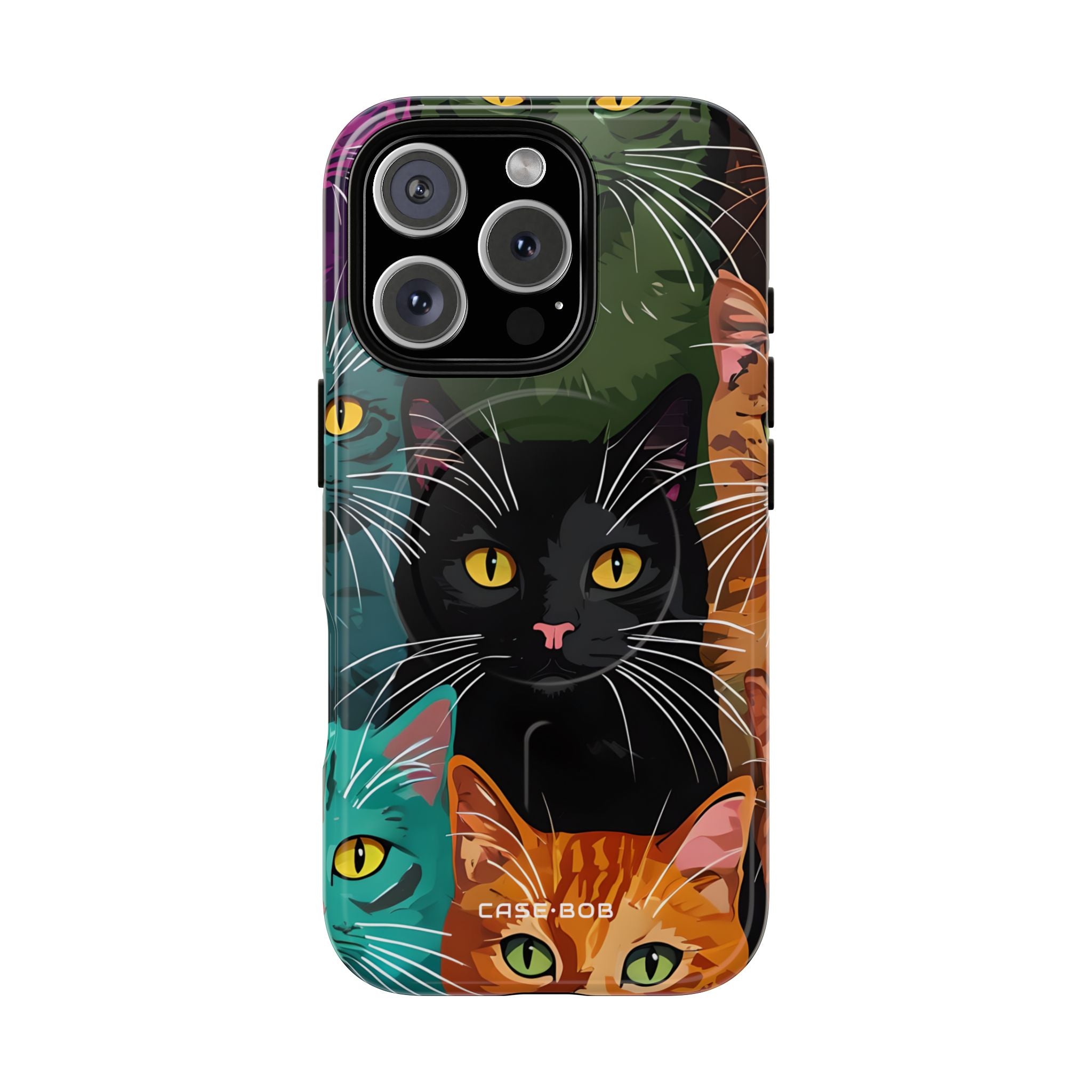 Teal Cat Grid iPhone 16 Pro Case - Tough+