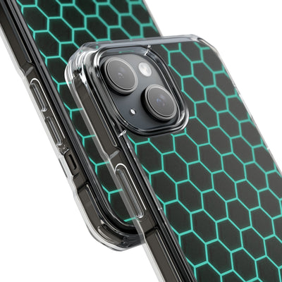 Neon Hex Spectrum · Clear Impact Magnetic Phone Case for iPhone · Teal