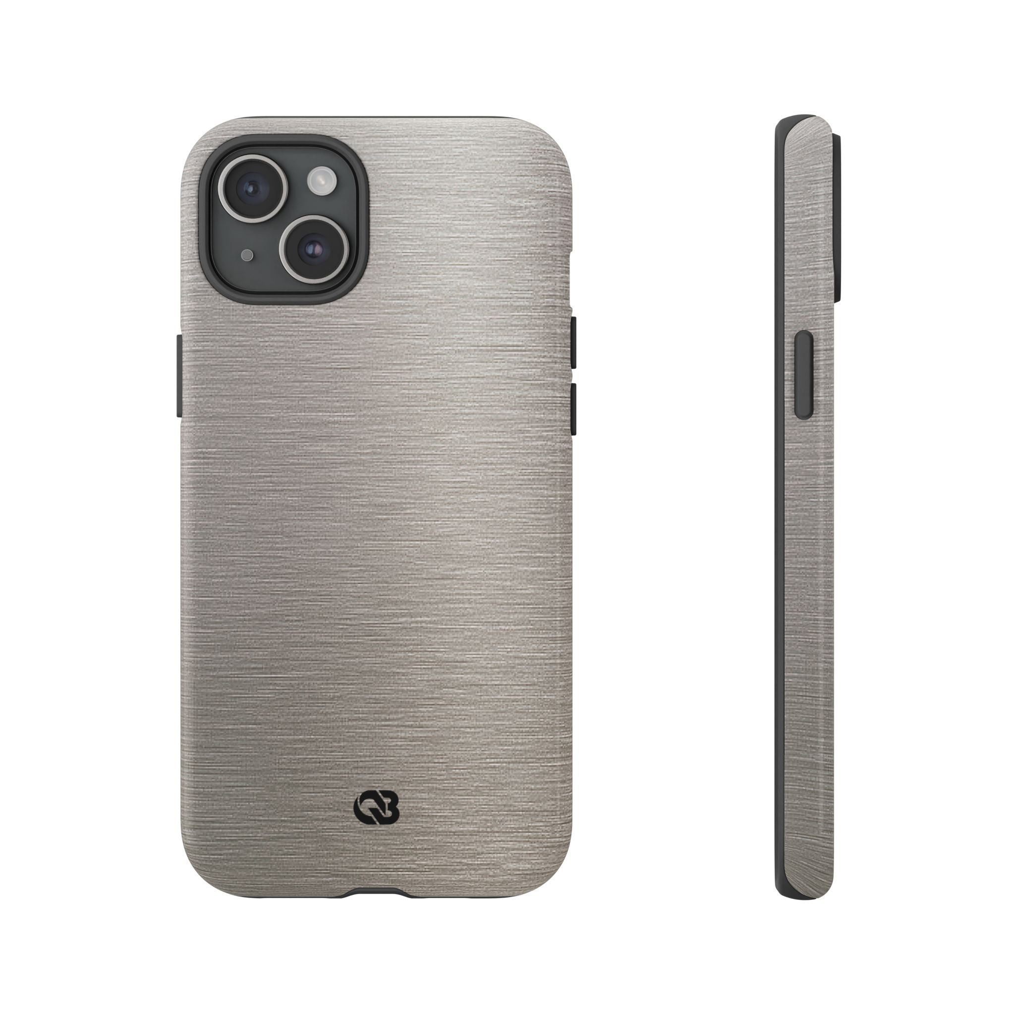 Grey Tough Phone Case for iPhone - Brushed Nickel Linen
