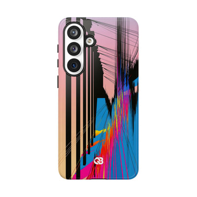 Blue Tough Phone Case for Samsung - Fractured Data Skyline