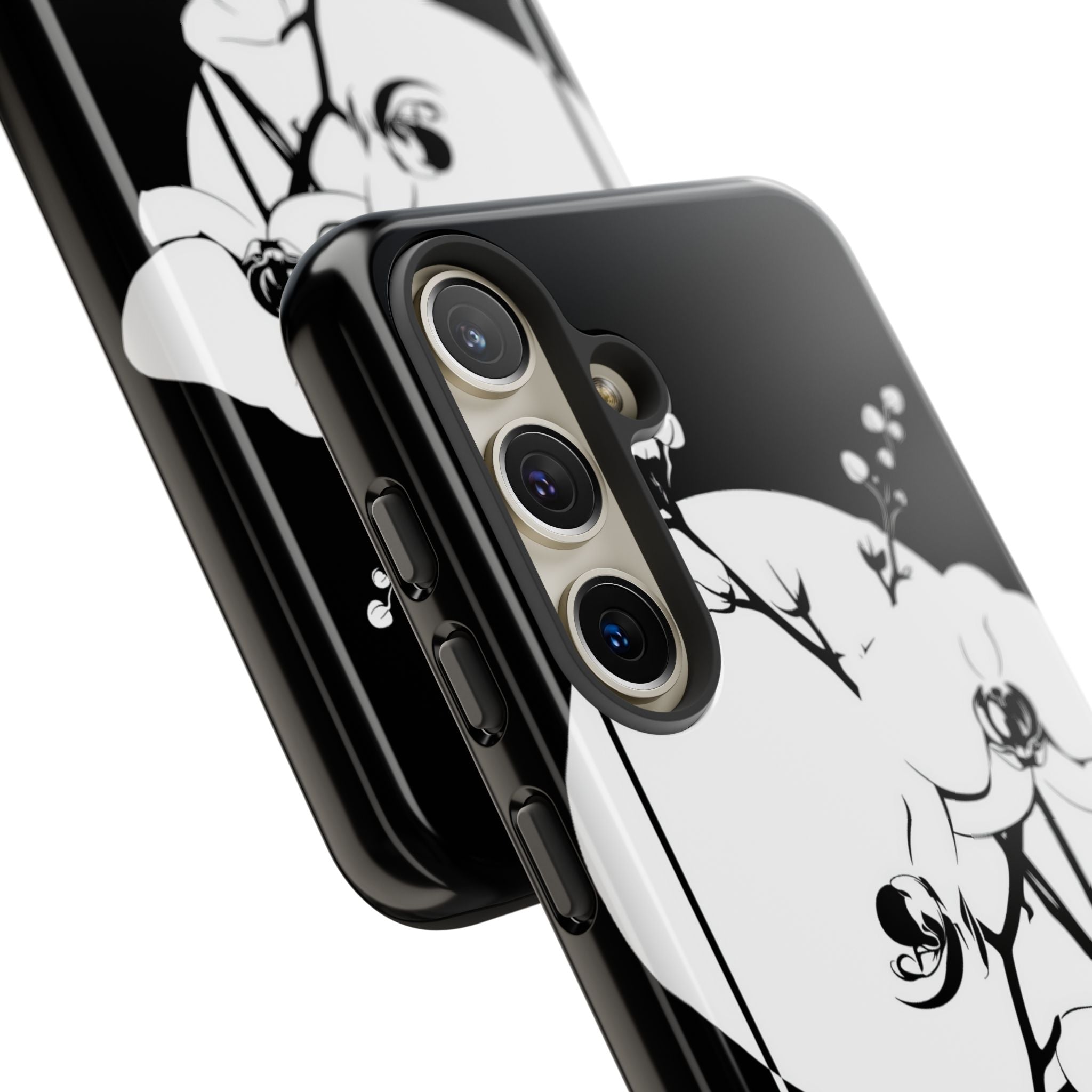 Black Tough Phone Case for Samsung - Lunar Orchid Grid