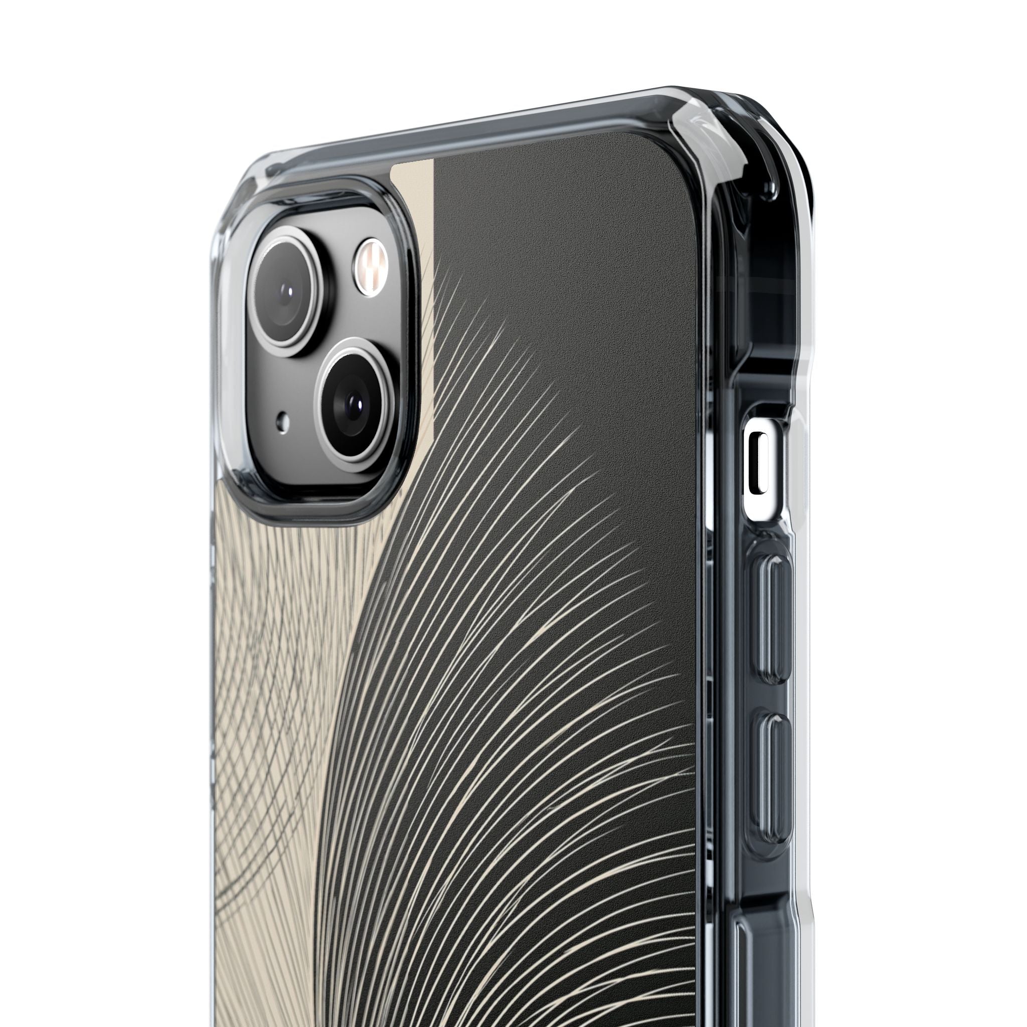 Beige Impact MagSafe Phone Case for iPhone - Obsidian Cream Plume