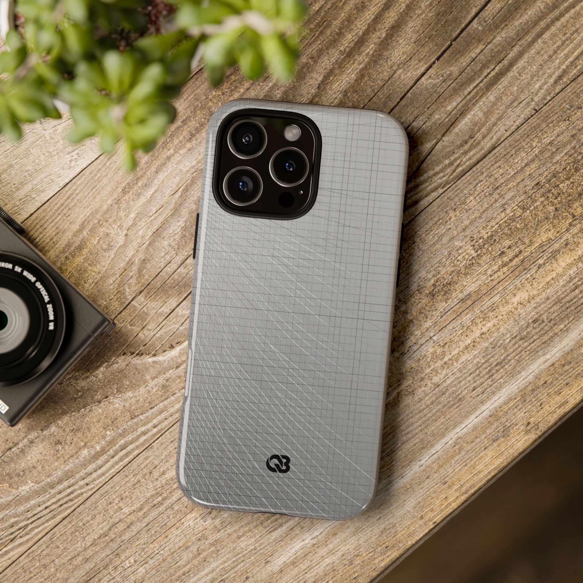Grey Tough Phone Case for iPhone - Chrome Mesh Warp