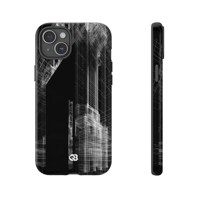 Black Tough Phone Case for iPhone - Ghost Urban Wireframe