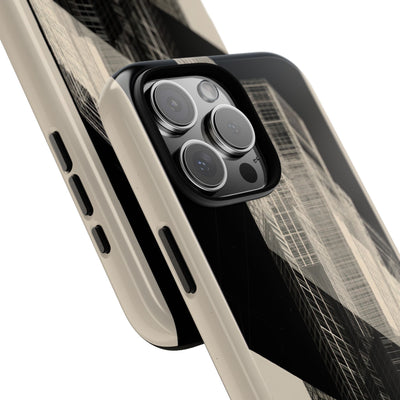 Beige Tough Phone Case for iPhone - Monolith Urban Grid