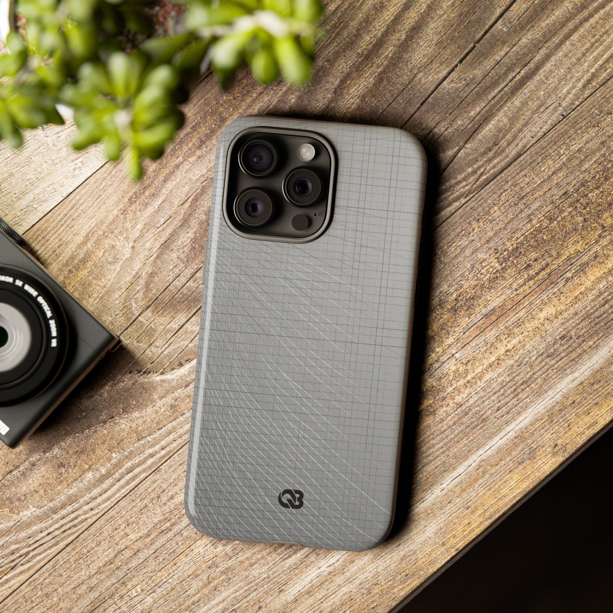 Grey Tough Phone Case for iPhone - Chrome Mesh Warp