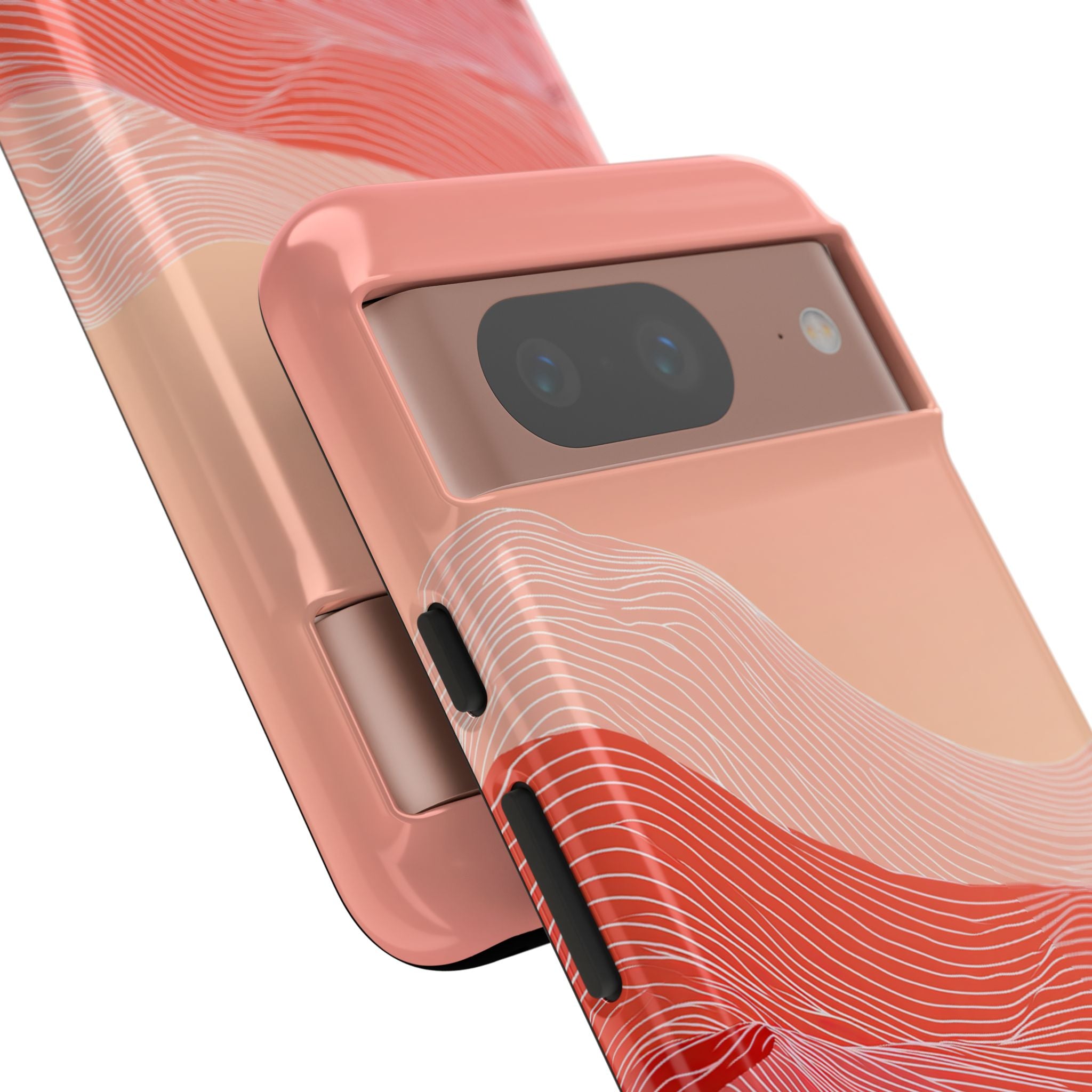 Red Tough Phone Case for Google Pixel - Crimson Ridge Contour