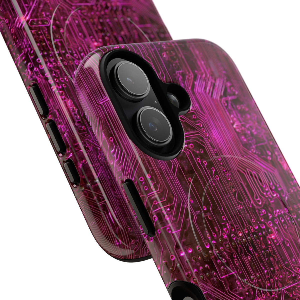 Magenta Circuit Trace · Tough 2.0 Magnetic Phone Case for iPhone · Pink