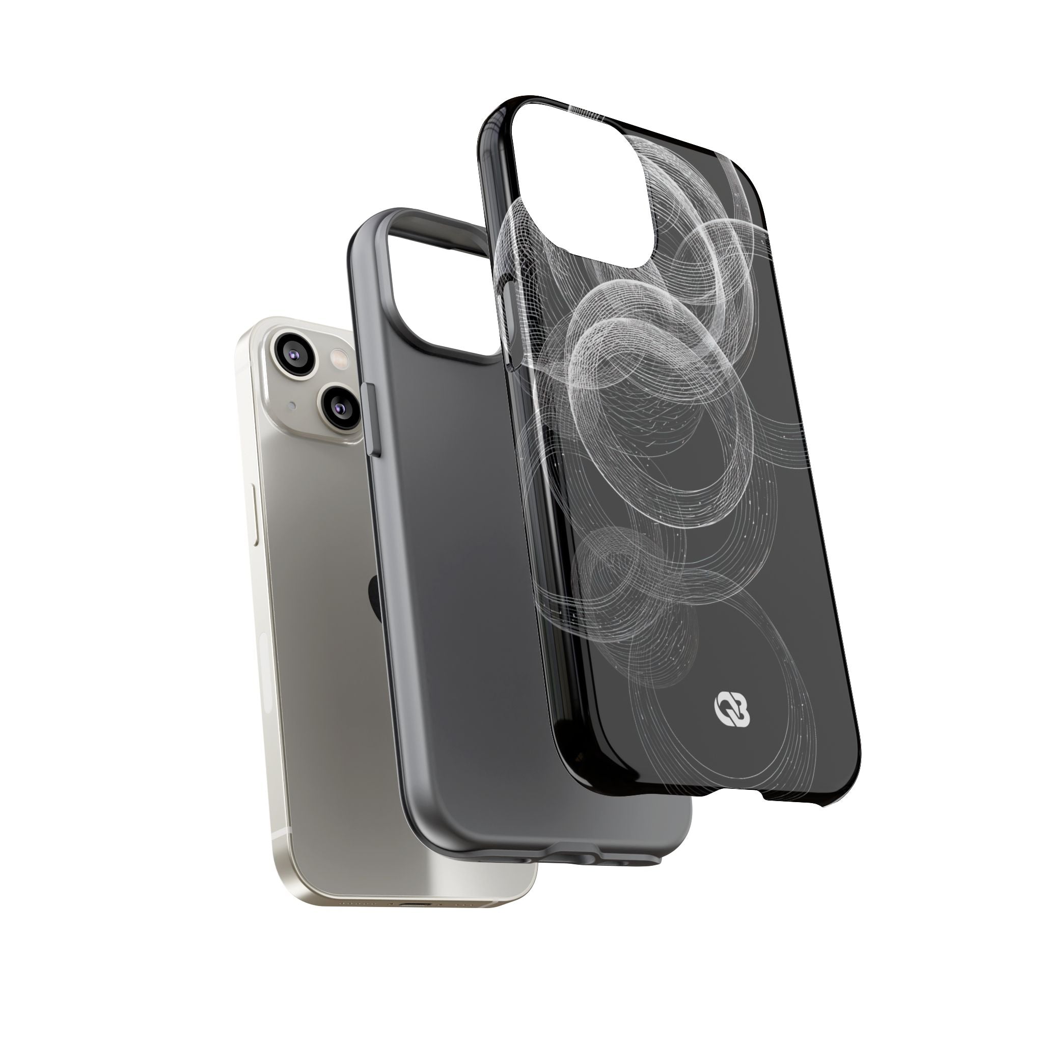 Black Tough Phone Case for iPhone - Kinetic Wireframe Orbit