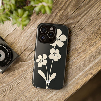 Black Tough Phone Case for iPhone - Obsidian Cream Bloom
