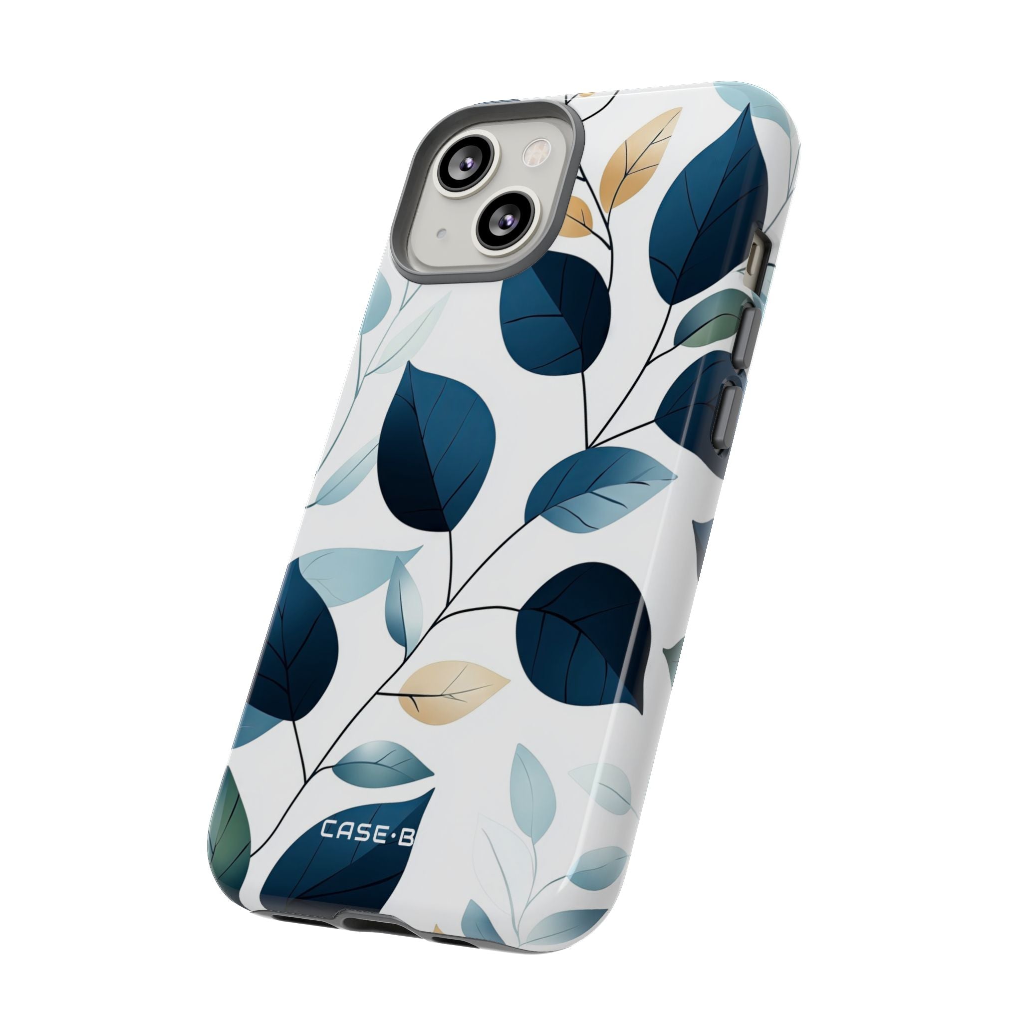 Navy Leaf Veins iPhone 14 Case - Tough