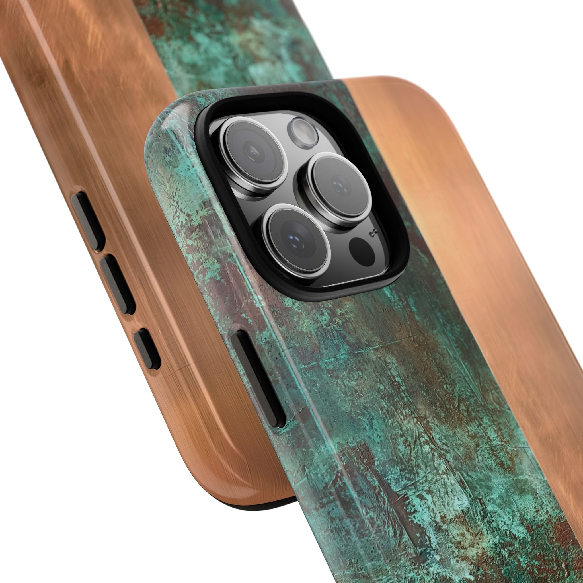 Teal Tough Phone Case for iPhone - Verdigris Copper Slab