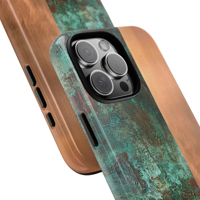 Teal Tough Phone Case for iPhone - Verdigris Copper Slab