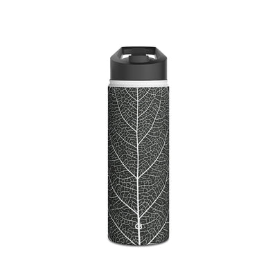 Monochrome Leaf Skeleton · Insulated Water Bottle · Black