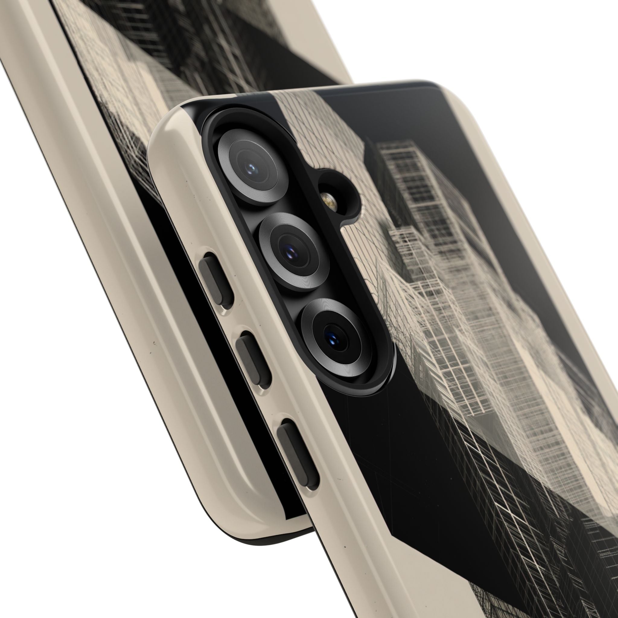 Beige Tough Phone Case for Samsung - Monolith Urban Grid