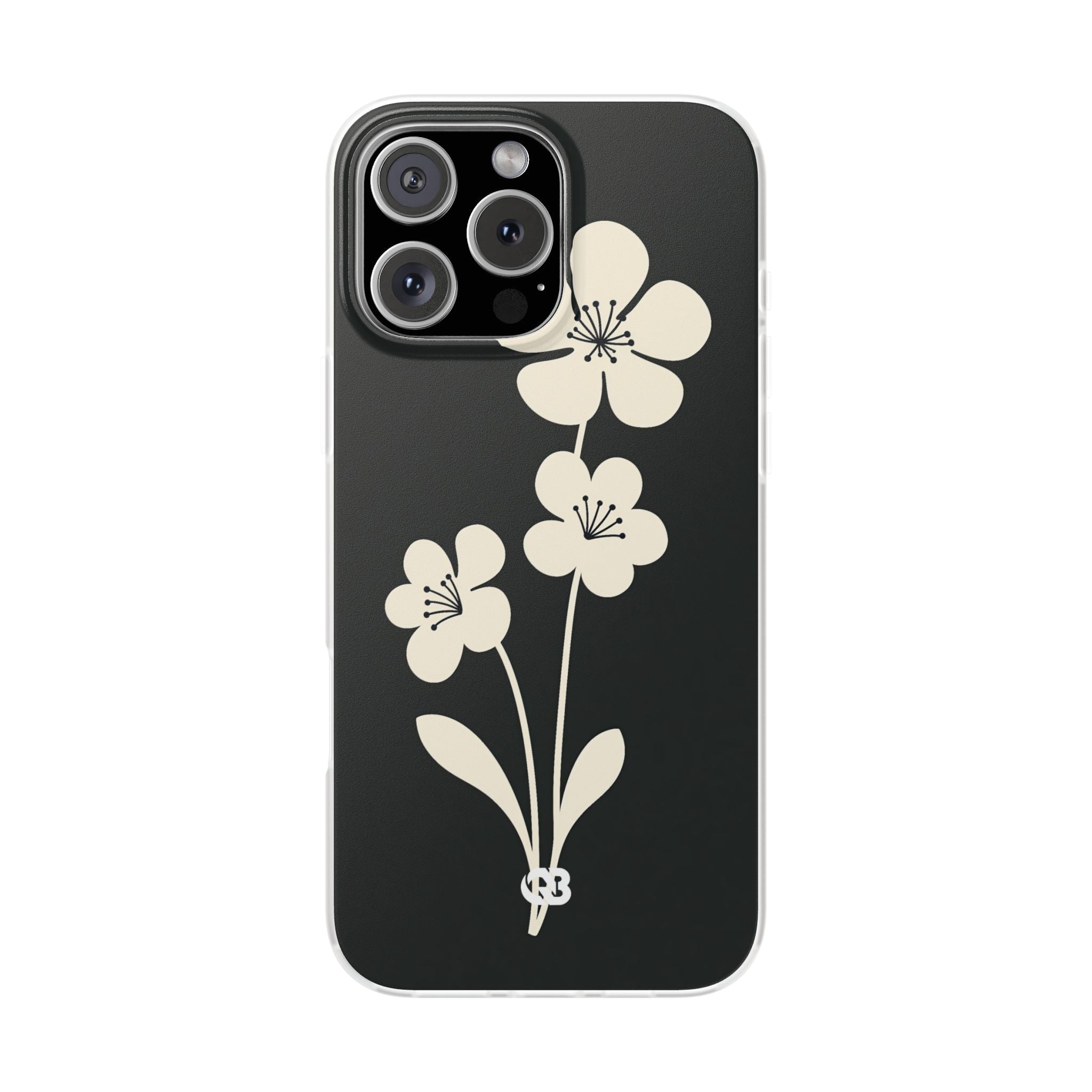Black Lite Phone Case for iPhone - Obsidian Cream Bloom