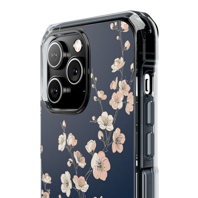 Blue Impact MagSafe Phone Case for iPhone - Midnight Peach Sakura