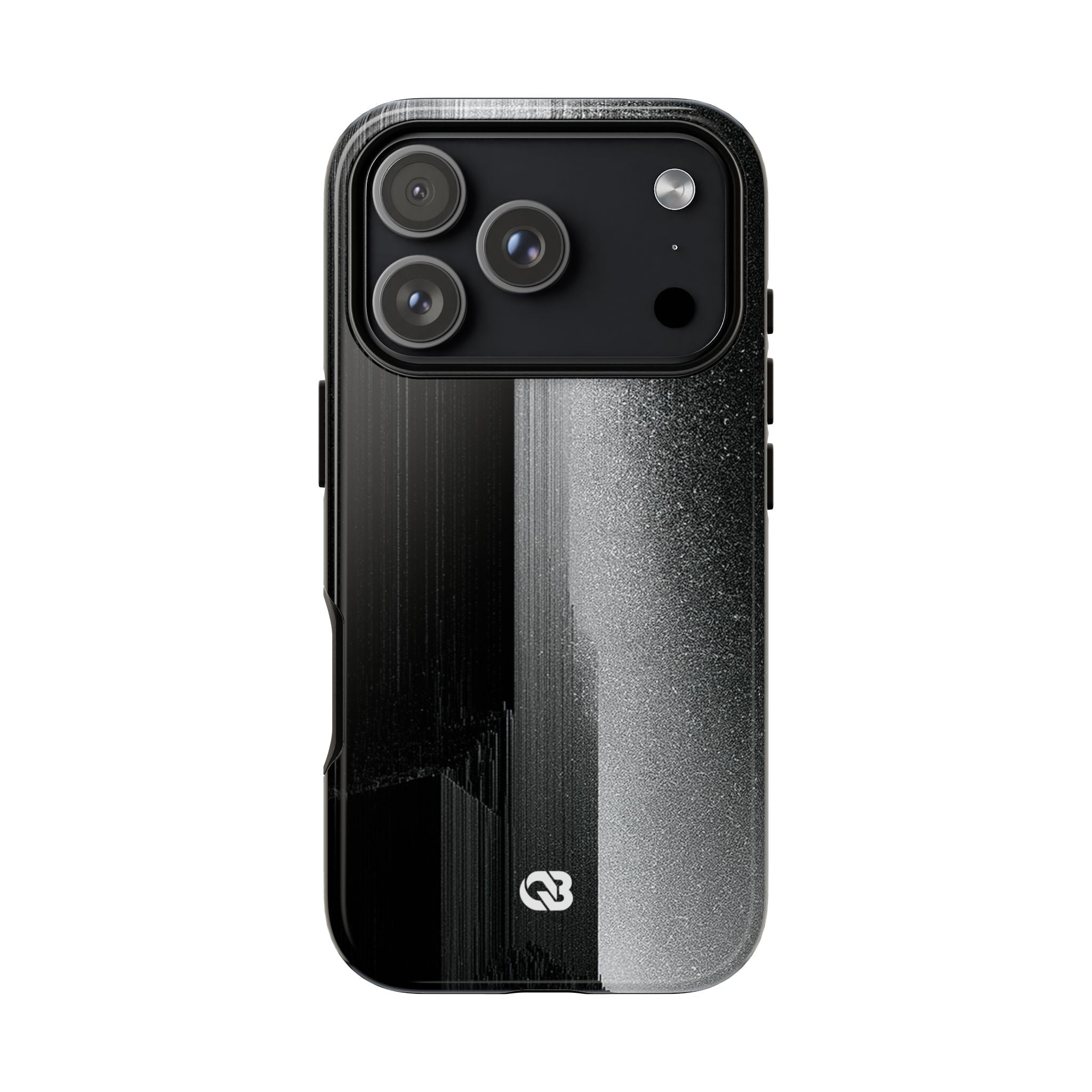 Black Tough Phone Case for iPhone - Brutalist Pixel Monolith