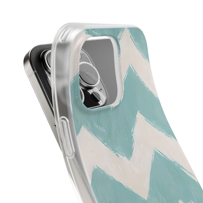Teal Painted Chevron · Soft Phone Case for iPhone