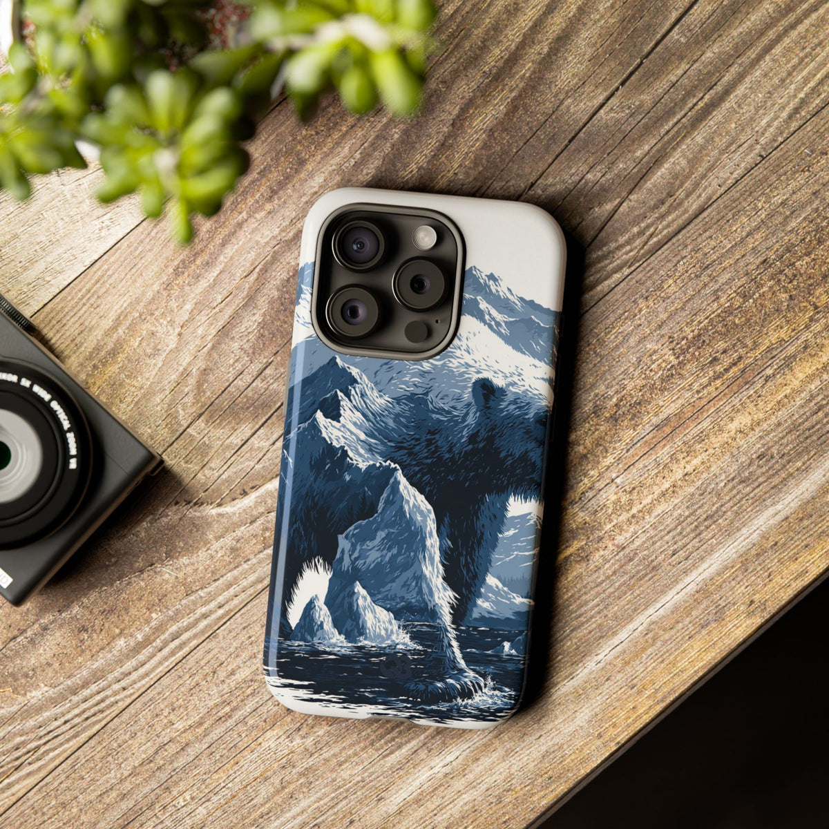 Fjord Summit Bear · Tough Phone Case for iPhone · Blue