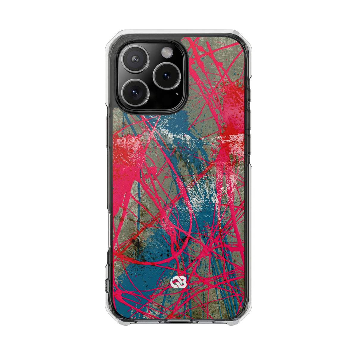 Neon Static Drip · Clear Impact Magnetic Phone Case for iPhone · Pink