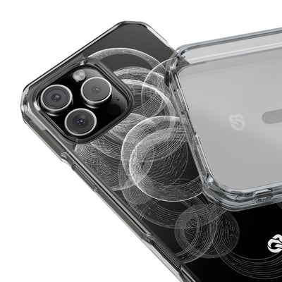 Black Impact MagSafe Phone Case for iPhone - Kinetic Wireframe Orbit