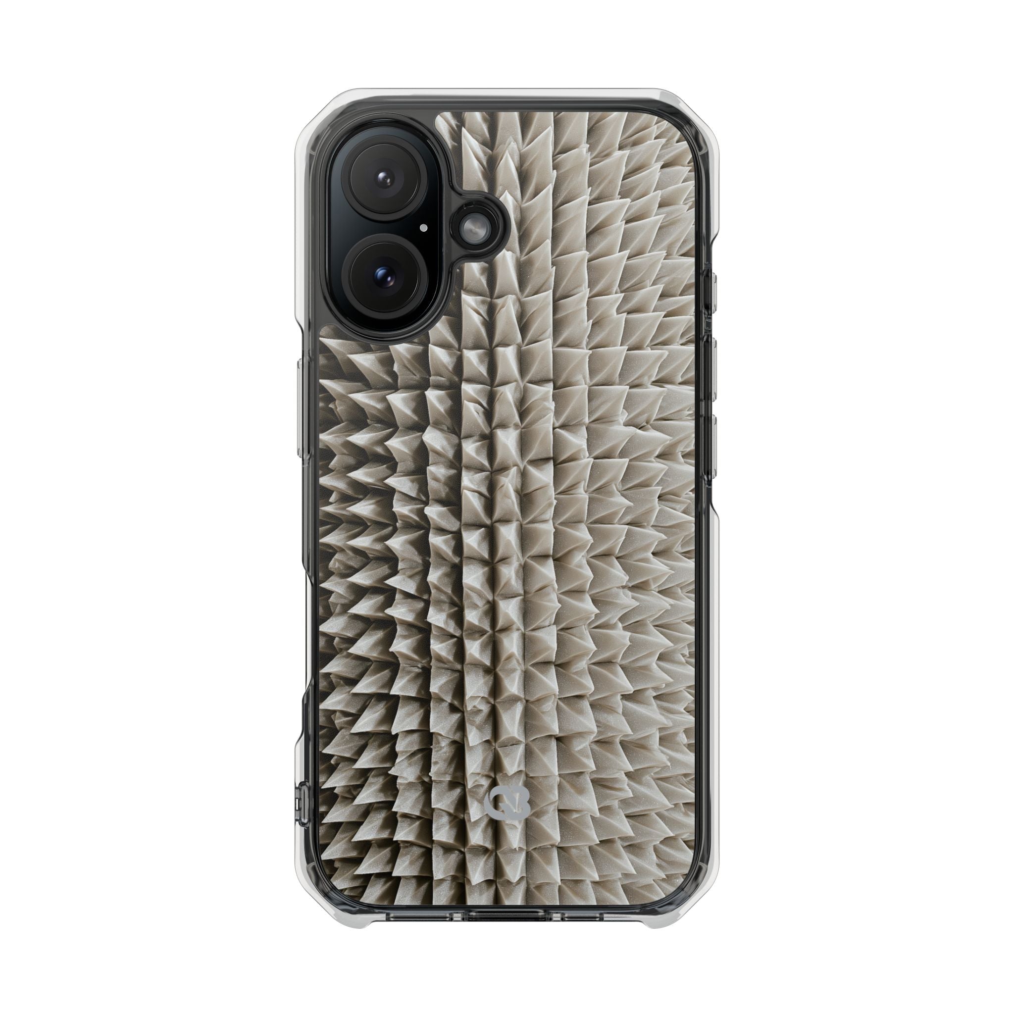 Beige Impact MagSafe Phone Case for iPhone - Bone Spiked Grid