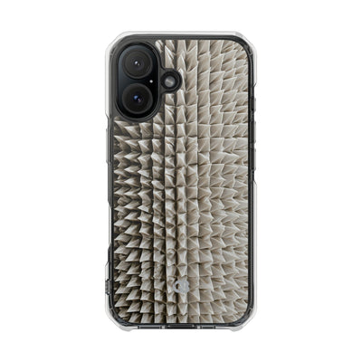 Beige Impact MagSafe Phone Case for iPhone - Bone Spiked Grid
