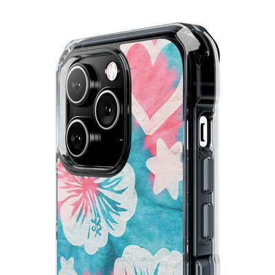Tropical Hibiscus Bloom · Clear Impact Magnetic Phone Case for iPhone · Teal