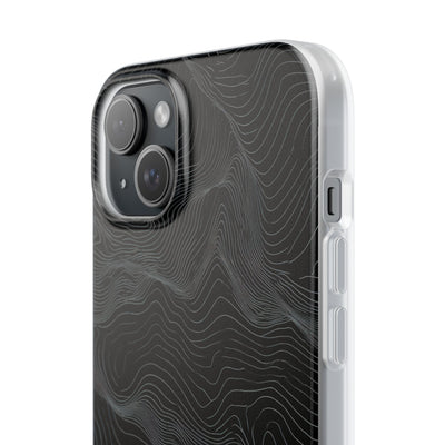 Black Lite Phone Case for iPhone - Obsidian Topo Wireframe
