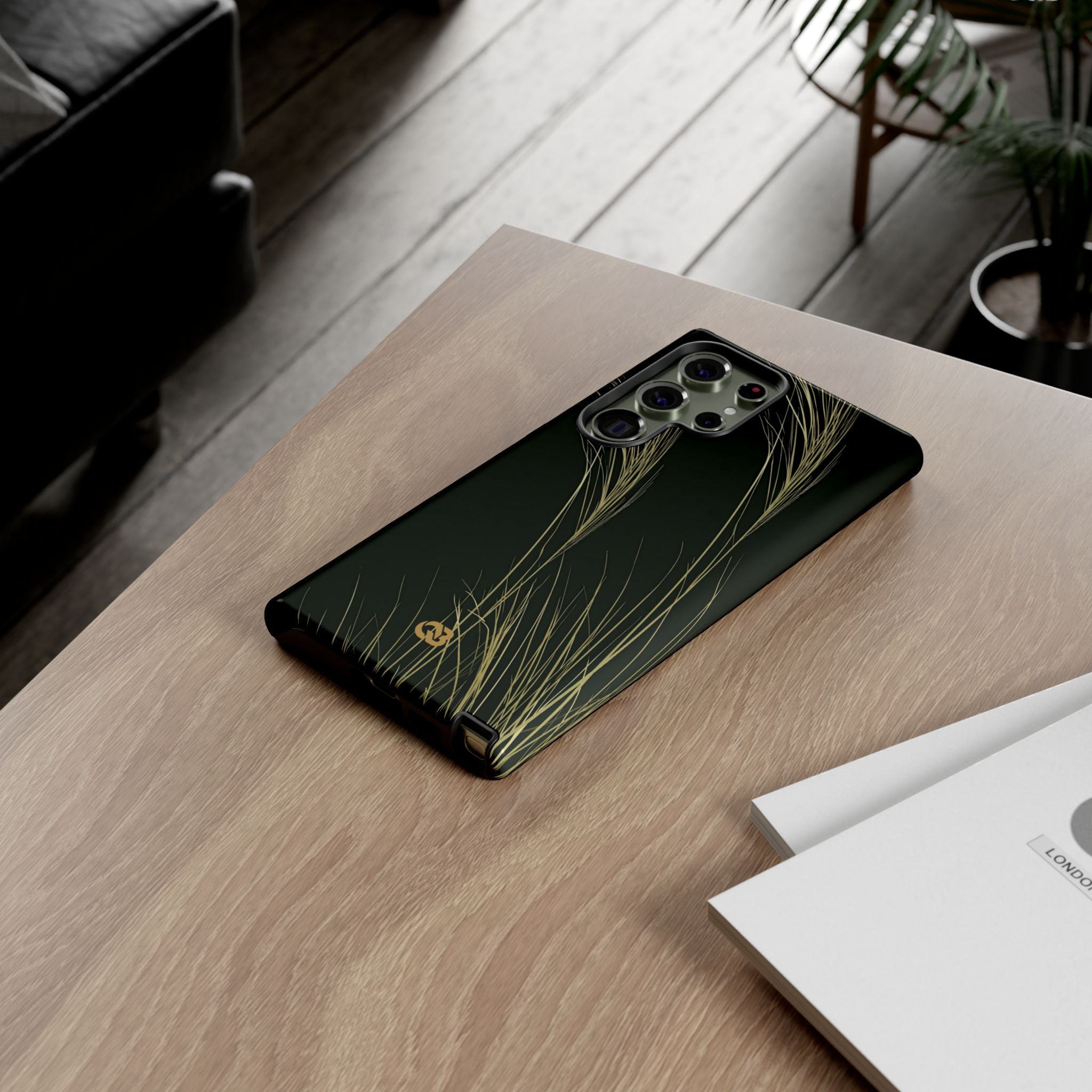 Green Tough Phone Case for Samsung - Midnight Gilded Grass