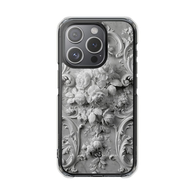 Rococo Marble Rose · Clear Impact Magnetic Phone Case for iPhone · White