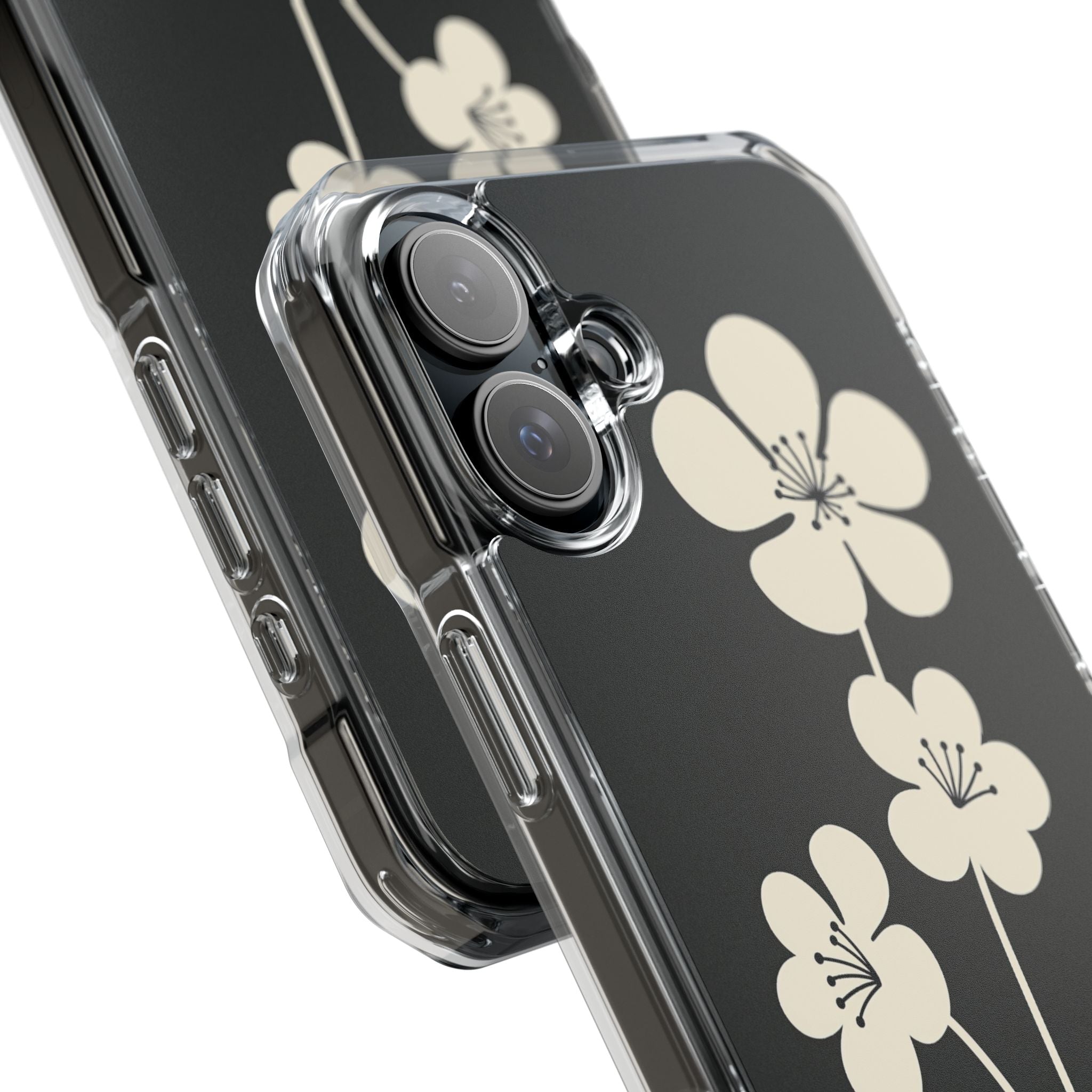 Black Impact MagSafe Phone Case for iPhone - Obsidian Cream Bloom