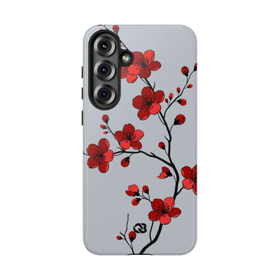 Grey Tough Phone Case for Samsung - Crimson Blossom Onyx