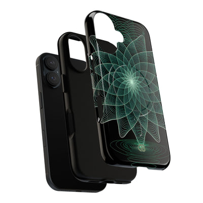 Green Tough 2.0 Magsafe Phone Case for iPhone - Cyan Signal Bloom