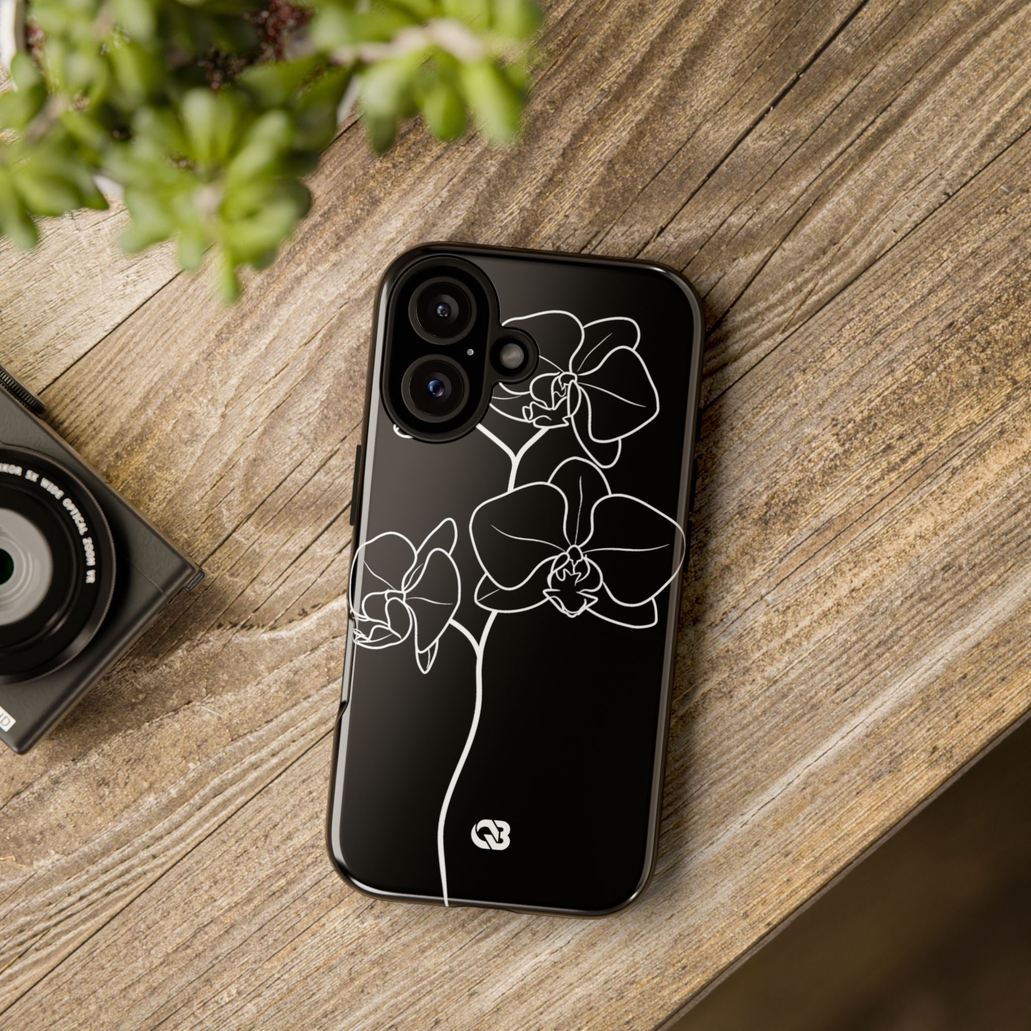 Black Tough Phone Case for iPhone - Noir Alabaster Orchid
