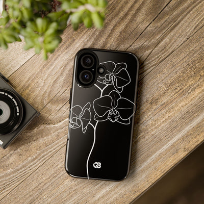 Black Tough Phone Case for iPhone - Noir Alabaster Orchid