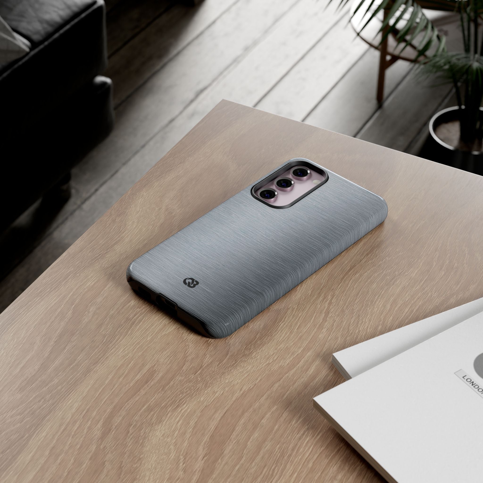 Silver Tough Phone Case for Samsung - Satin Chrome Grain