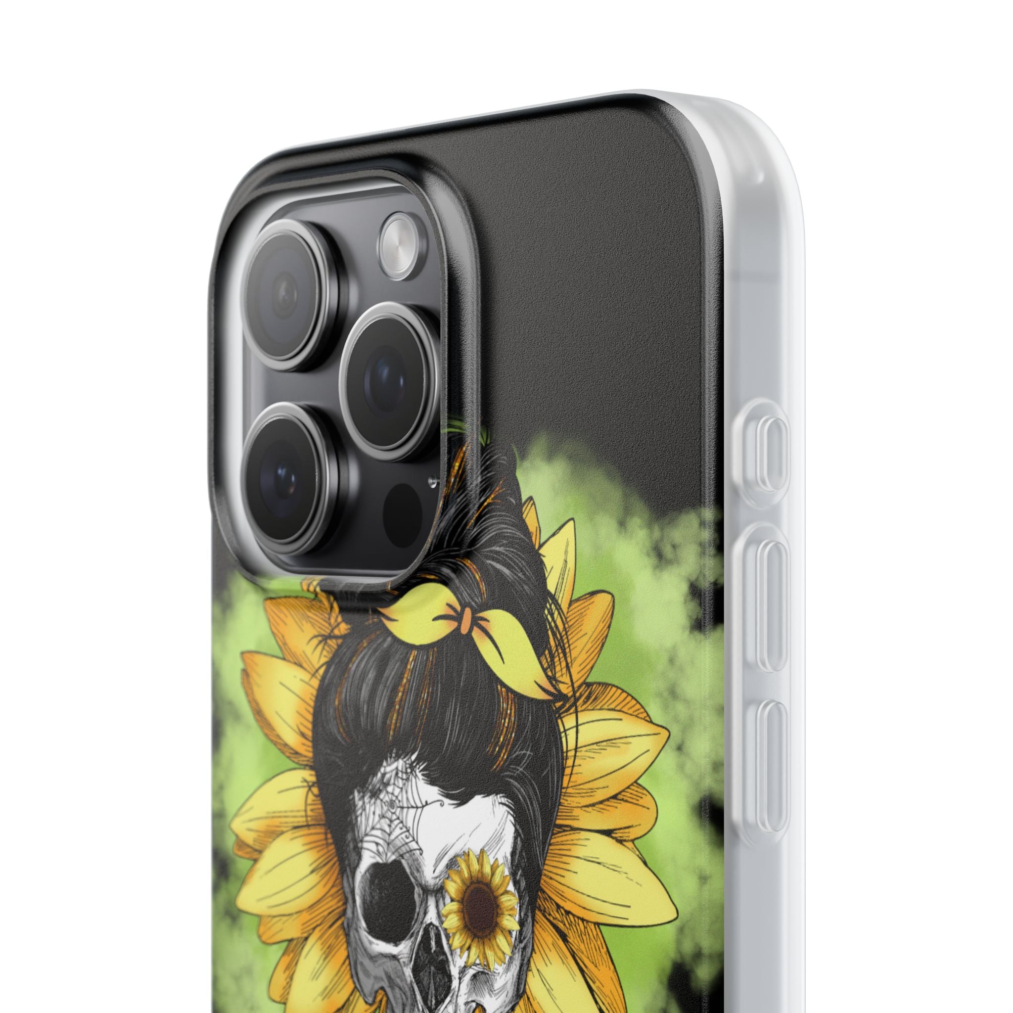Sonnenblumen-Schädel iPhone 15 Pro Max Case - Soft