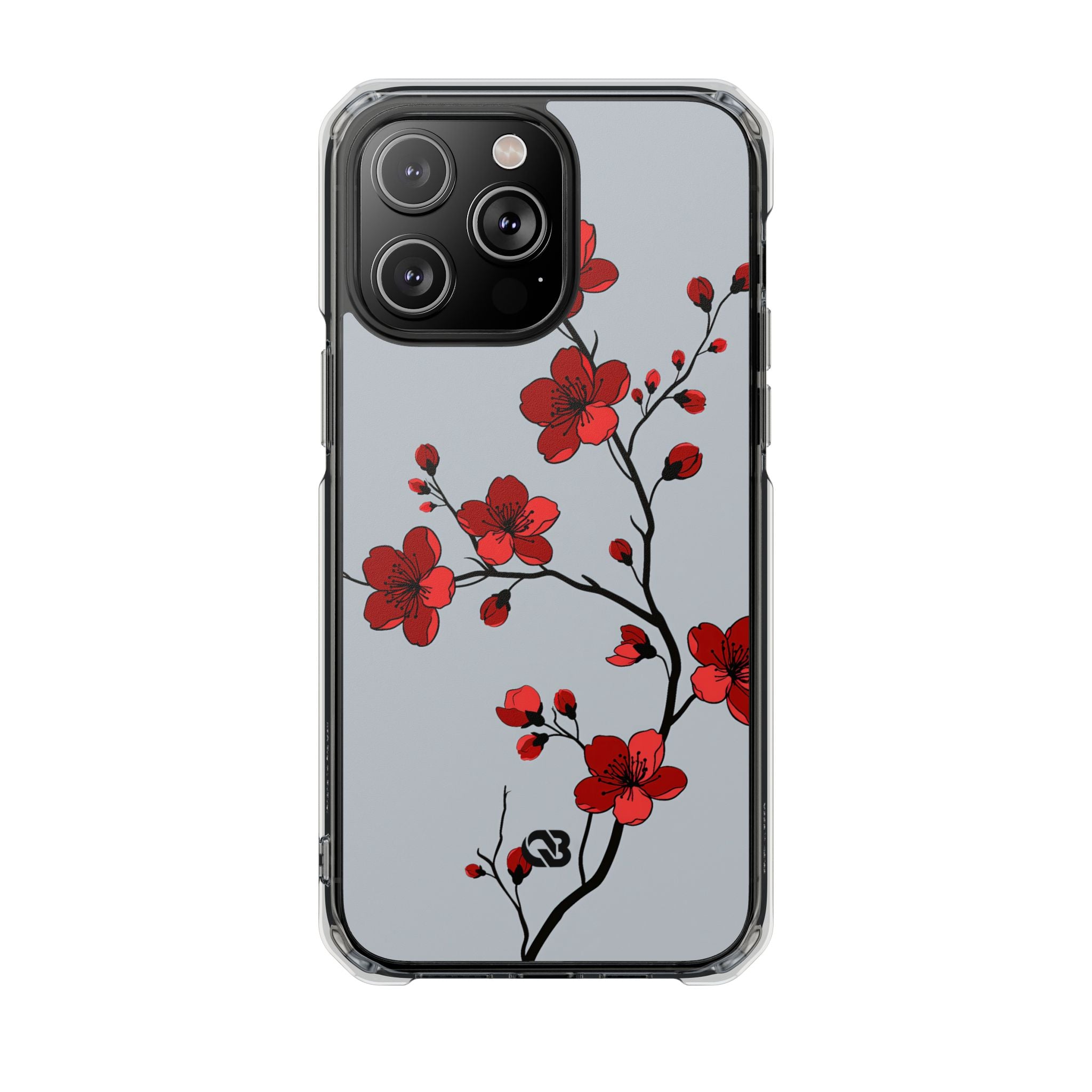 Grey Impact MagSafe Phone Case for iPhone - Crimson Blossom Onyx